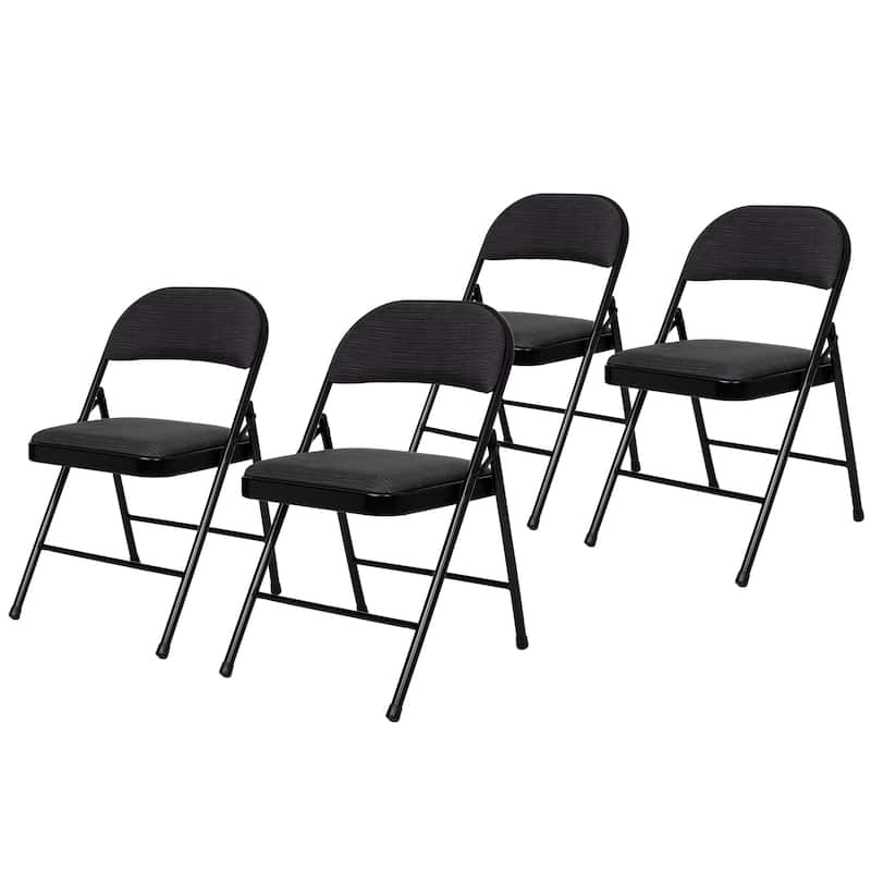 Hampden Furnishings Bernadine Basics Collection Fabric Folding Chair, Pack of 4 - Black