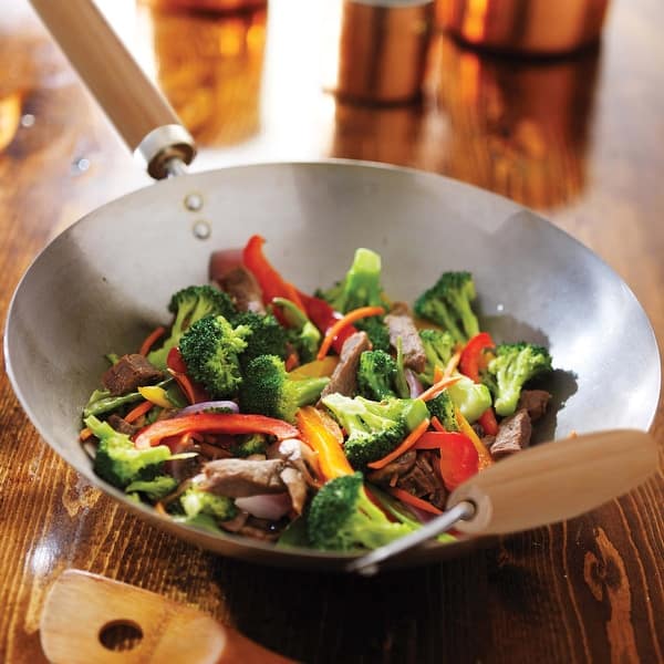 Helen's Asian Kitchen Deluxe Pre-Seasoned Carbon Steel Wok – 11.8 Inch, Non-Stick, Wood Handle For All Stovetops