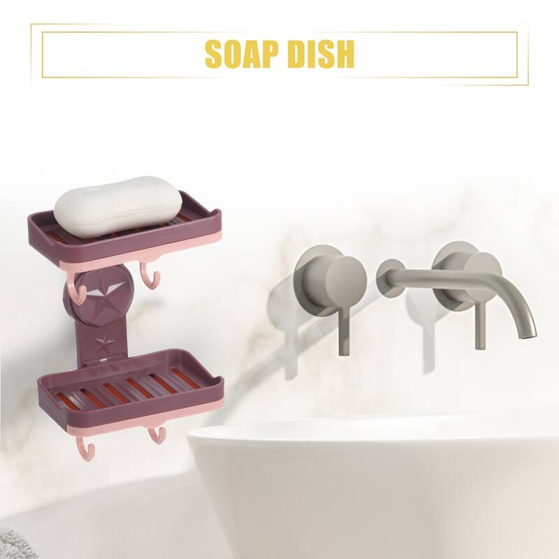 Wall Mounted Soap Dish Soap Box Soap Holder for Bathroom Kitchen - Purple