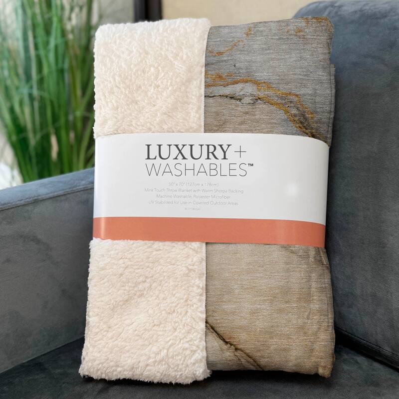 Premium Machine Washable Abstract Contemporary Sherpa Throw Blanket