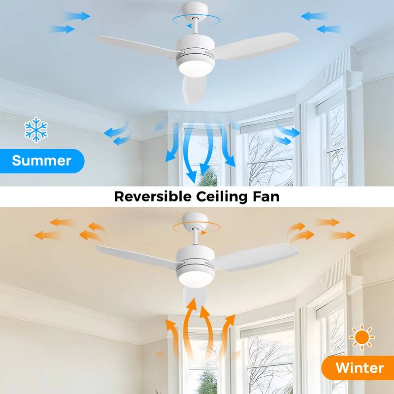 46" Indoor Ceiling Fan with Dimmable Led Light and Remote Control, 6 Speeds DC Motor