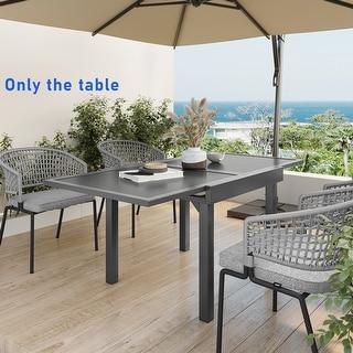 Pellebant Aluminum Rectangular Outdoor Extension Dining Table - N/A