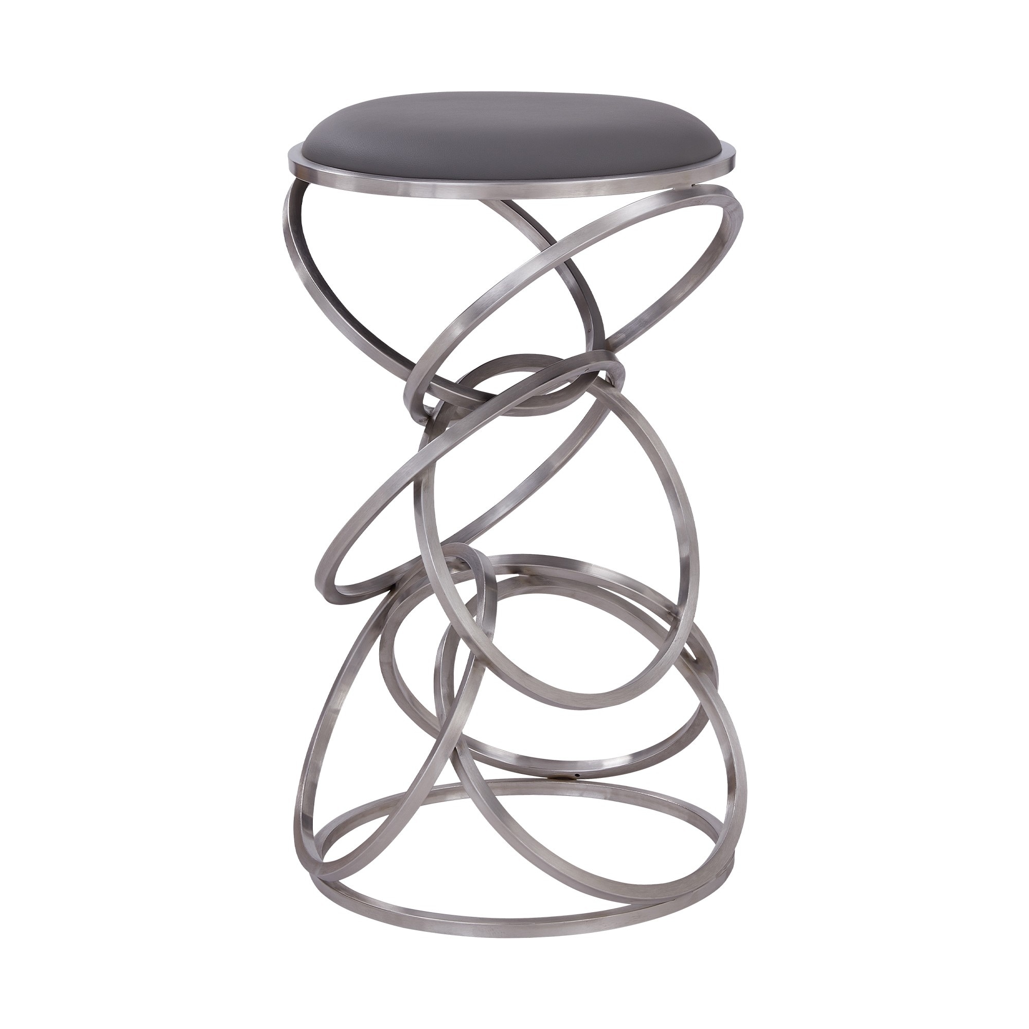 Intersected Circular Metal Base Counter Height Barstool Silver