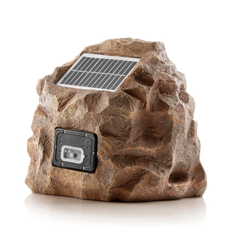 Alpine Corporation Weather-resistant Bluetooth Solar-Powered Outdoor Wireless Rock Speaker, Brown