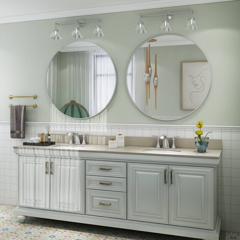 KIOTEE Full Length Round Aluminum Alloy Framed French Cleat Mounted Wall Decor Bathroom Vanity Mirror with 5-Year Warranty