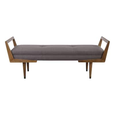 23" mid century modern birch wood bench