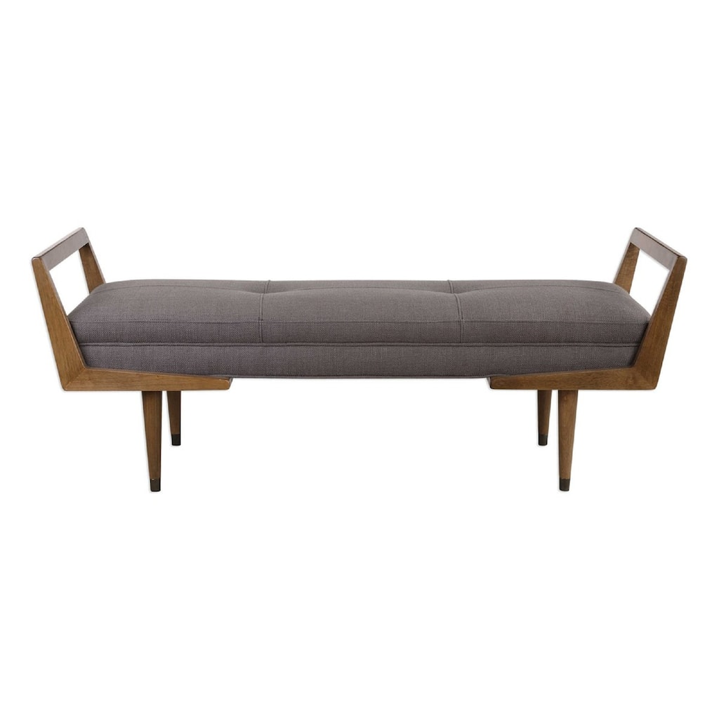 23" mid century modern birch wood bench