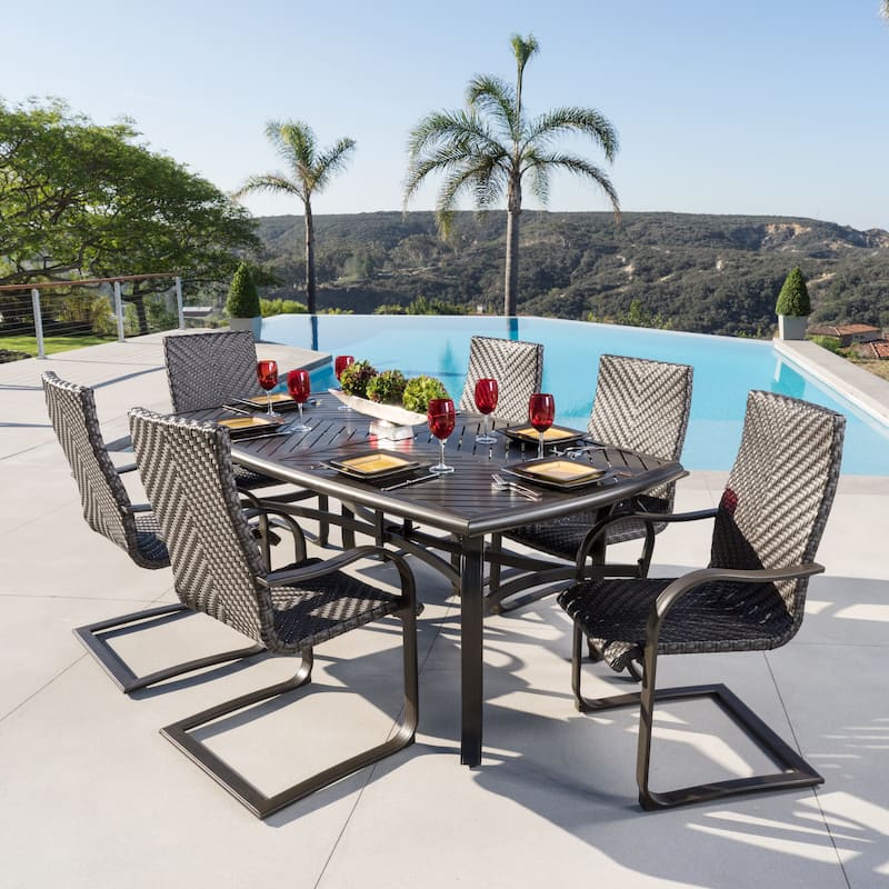 Barcelo 7 Piece Aluminum Outdoor Patio Dining Set - Dark Brown