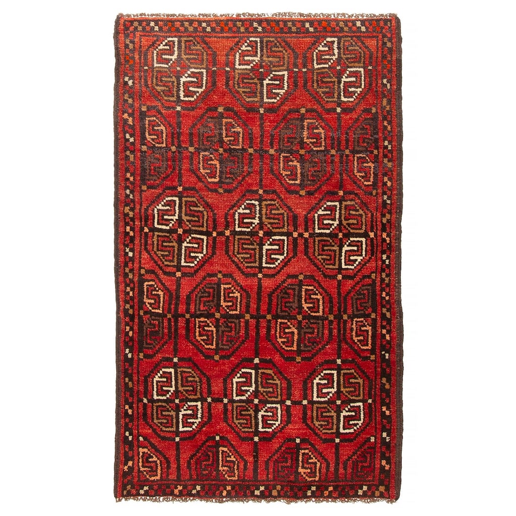 ECARPETGALLERY Hand-knotted Baluch Red Wool Rug - 3'3 x 5'5