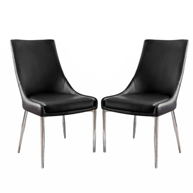 Set of 2 Leatherette Dining Chairs - Black