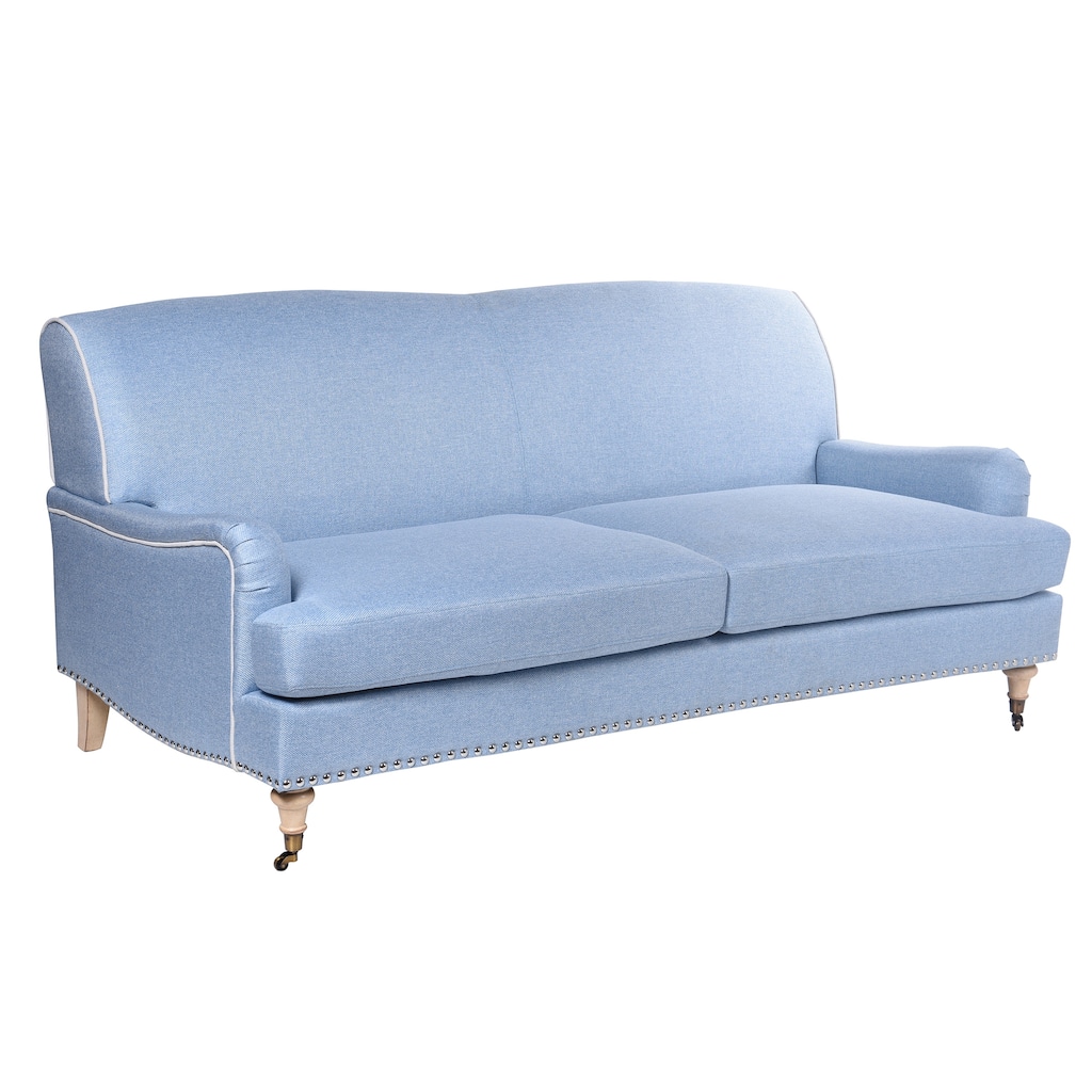 Dann Foley - Sofa - Chambray Blue Upholstery - Natural Finish