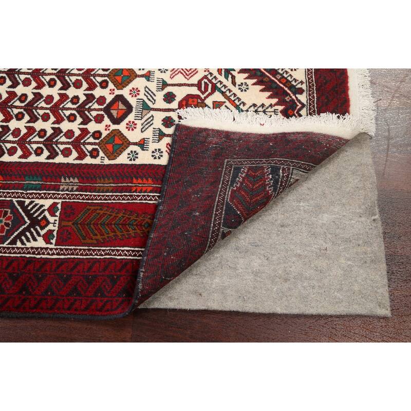 Geometric Hamedan Persian Traditional Runner Rug Handmade Wool Carpet - 3'4" x 6'8"