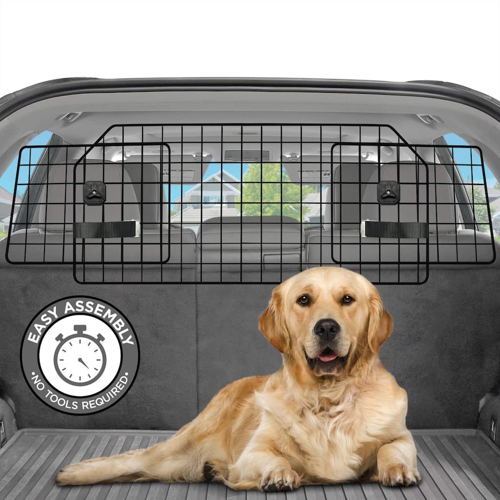 Pawple Adjustable Dog Car Barrier – Heavy-Duty Mesh Pet Divider for Cars - Black
