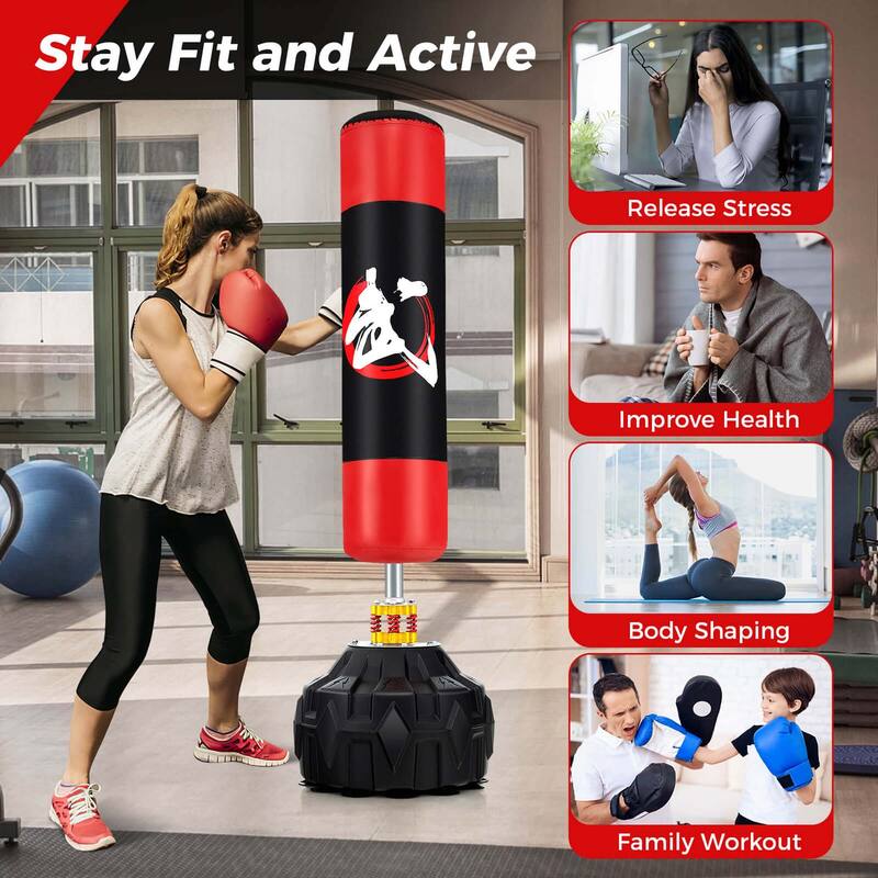 Costway 70" Freestanding Punching Bag with Fillable Base 12 Suction - See Details