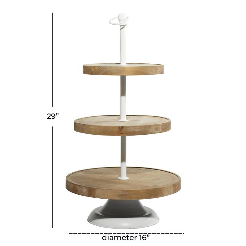 Wood Tiered Server - Brown - Roche River Decor - 16"W x 16"L x 29"H