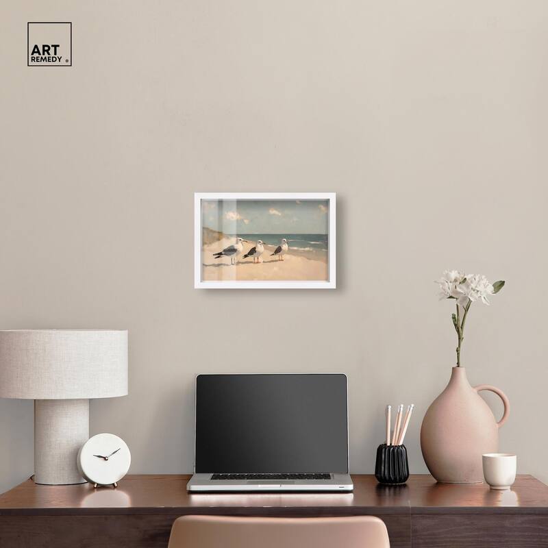 Seagulls at the Beach I Shadowbox by Art Remedy