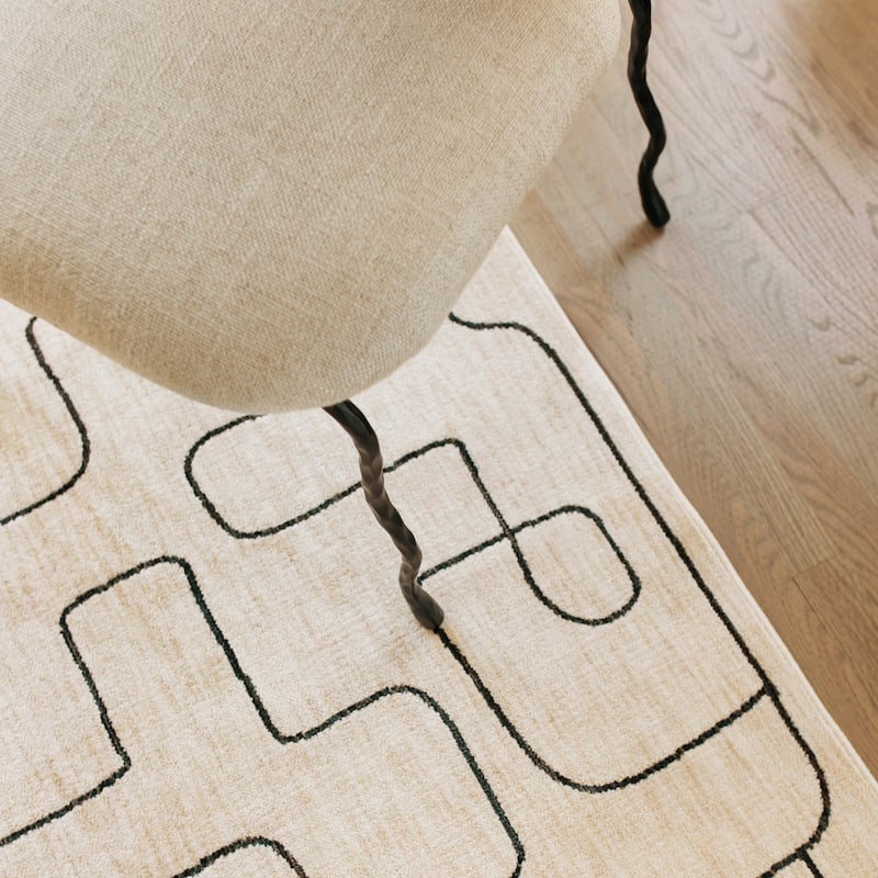 Hansel Abstract Lines Beige/ Black Area Rug