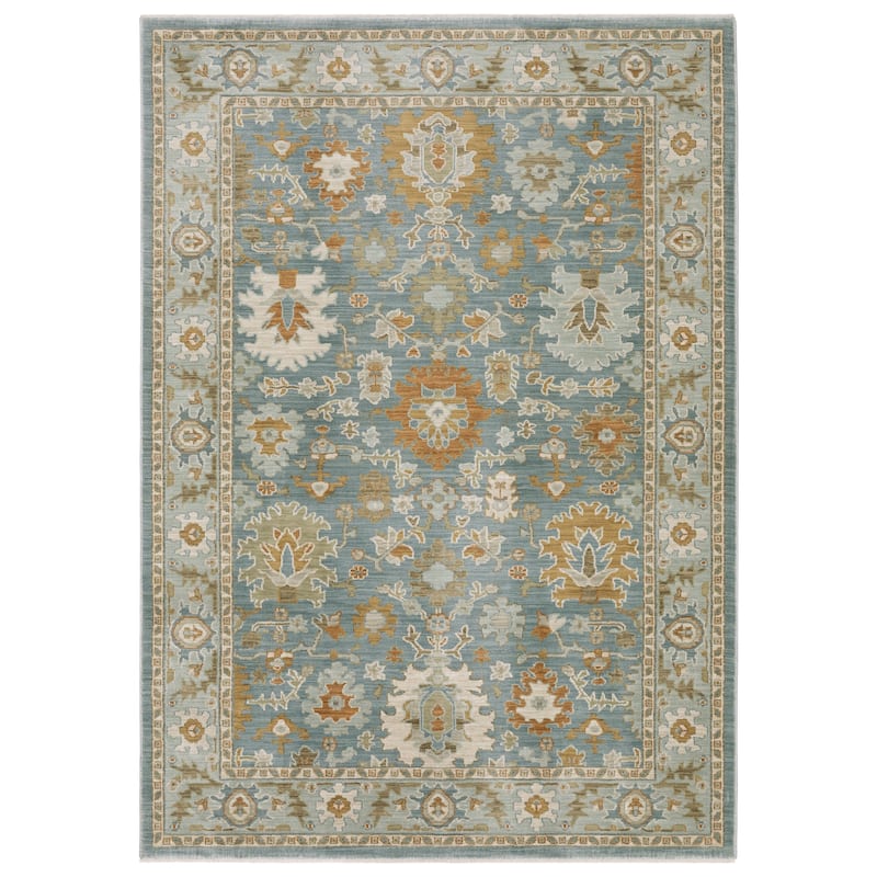 Meadow Traditional Oriental Teal/ Rust Area Rug - 3' 3" x 5' - Rectangle