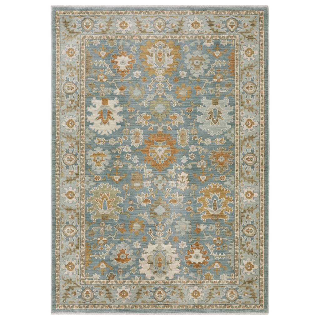 Meadow Traditional Oriental Teal/ Rust Area Rug
