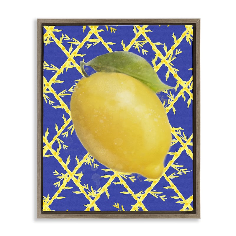 Stupell Bold Lemon over Blue Framed Floater Canvas Wall Art Design By Matthew Piotrowicz - 25 x 31 - Brown