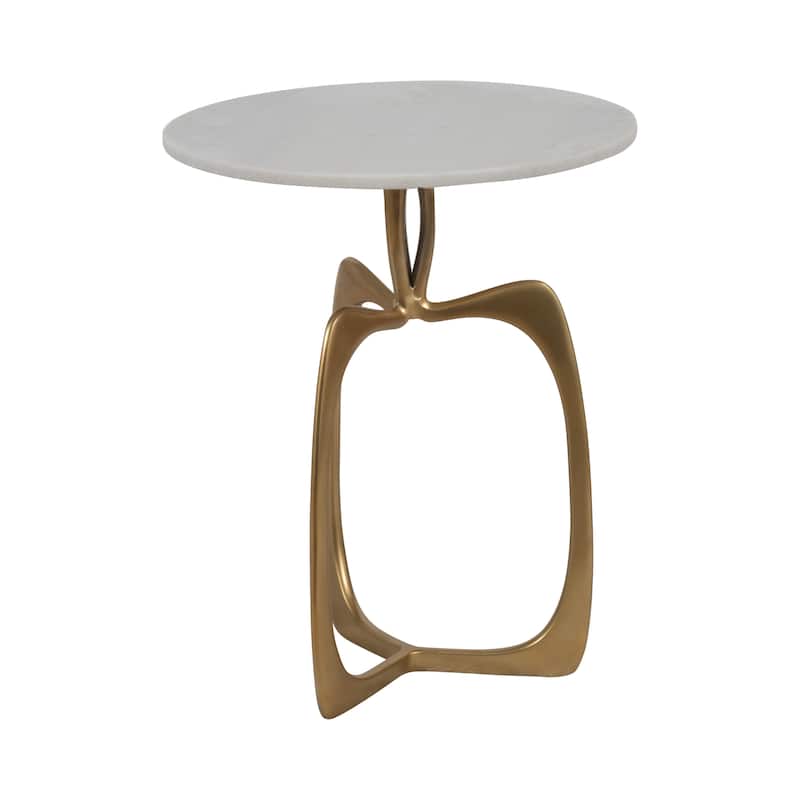 Sagebrook Home Modern Metal and Marble Accent Table with Aluminum Base - 18" x 18" x 22"