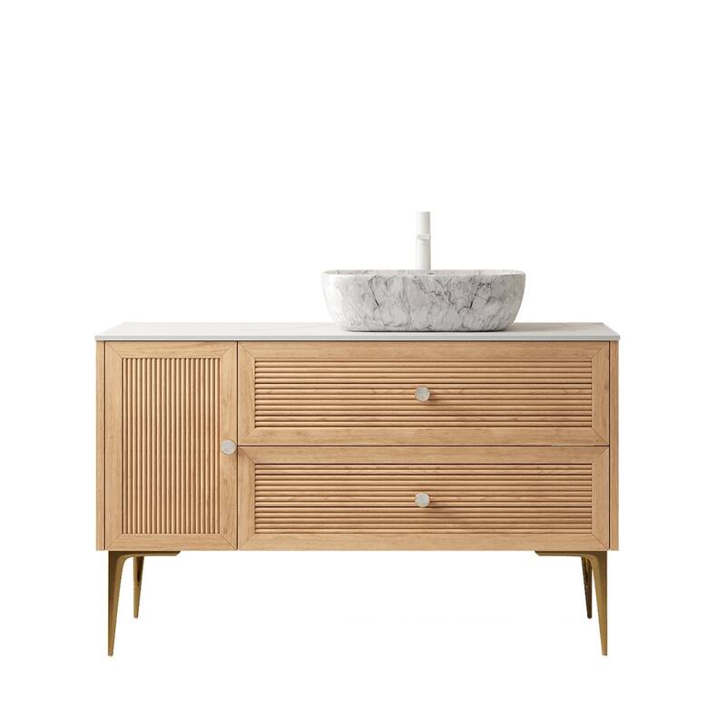 Freestanding Bathroom Vanity with Rectangular Ceramic Basin