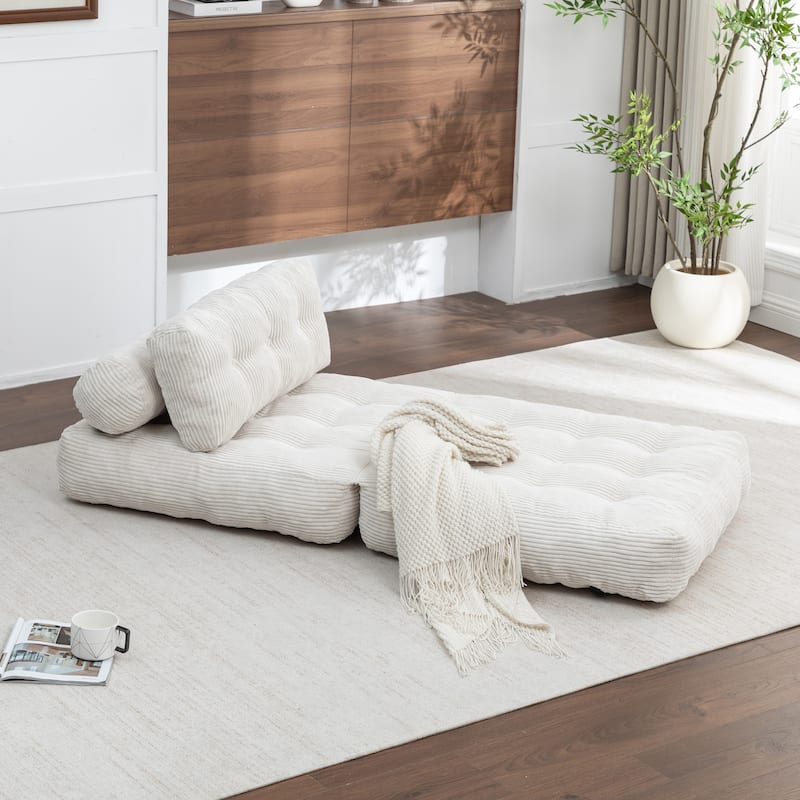 Anmytek Beige Convertible Sleeper Chair Folding Sofa Bed with Pillow Back Support and Memory Foam Mattress