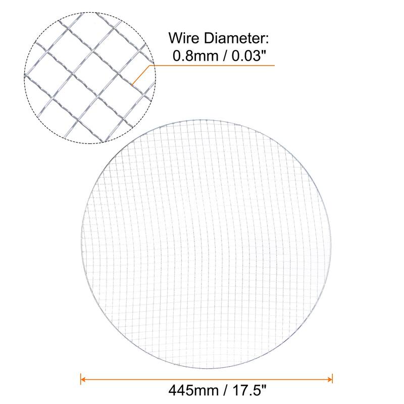 Round BBQ Grill Net 17.5" Dia Galvanized Iron Barbecue Mesh Mat for Baking - Silver