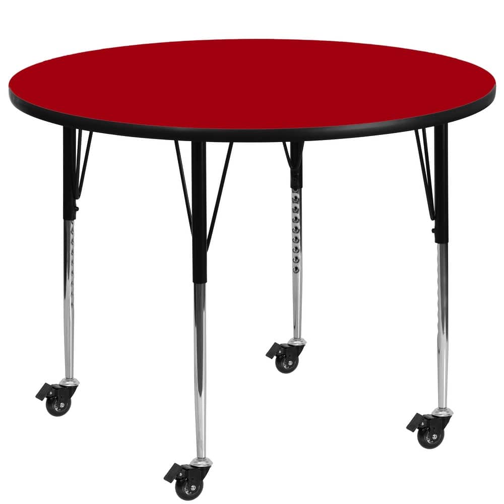 Mobile 42'' Round Thermal Laminate Activity Table - Adjustable Legs
