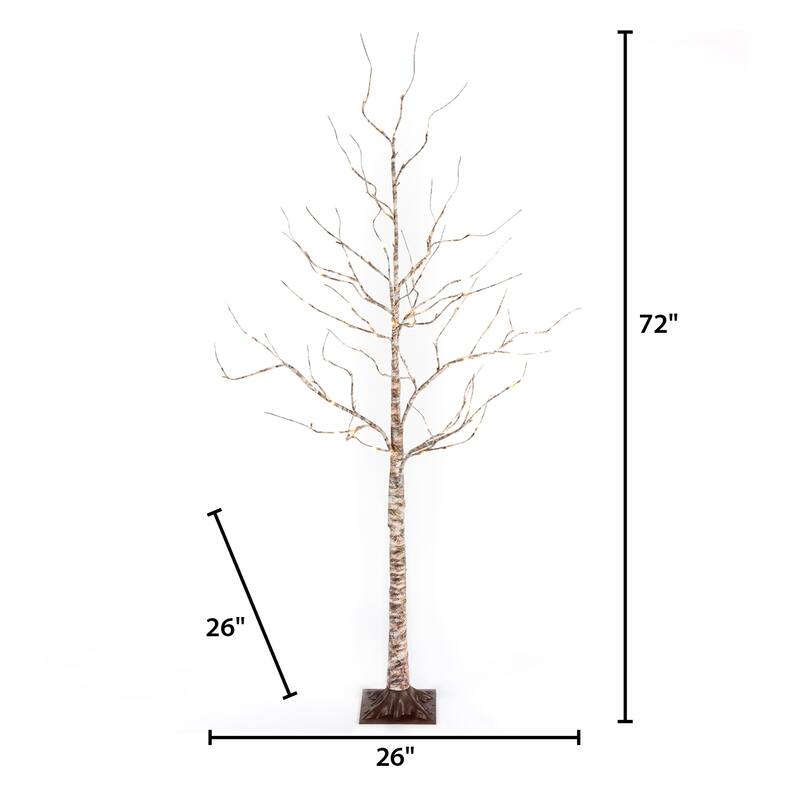 6 ft Tall Pre lit Birch Tree with 88 Warm White LED Lights - N/A