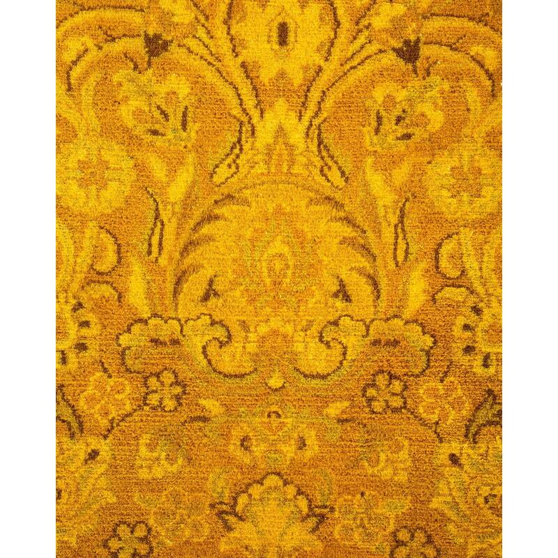 Overton Hand Knotted Wool Vintage Inspired Modern Contemporary Overdyed Yellow Area Rug - 8' 2" x 10' 0"