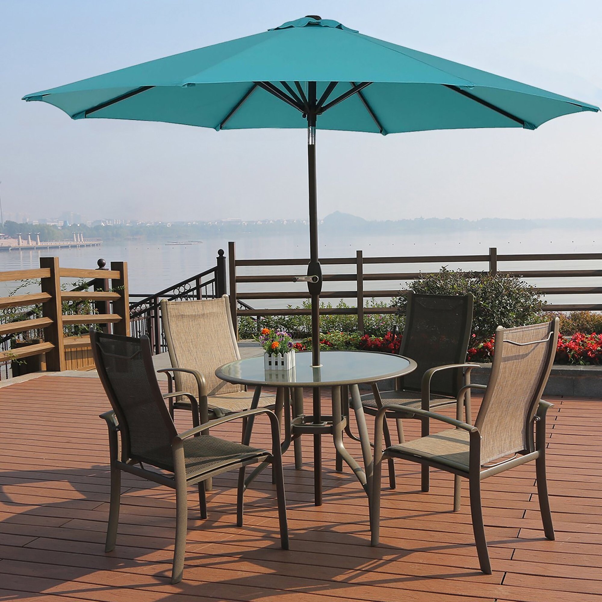 eco 6.5 x 10 aluminum patio market umbrella 6 x 10 Foot Aluminum Crank Lift Rectangle Market Umbrella - Lemon