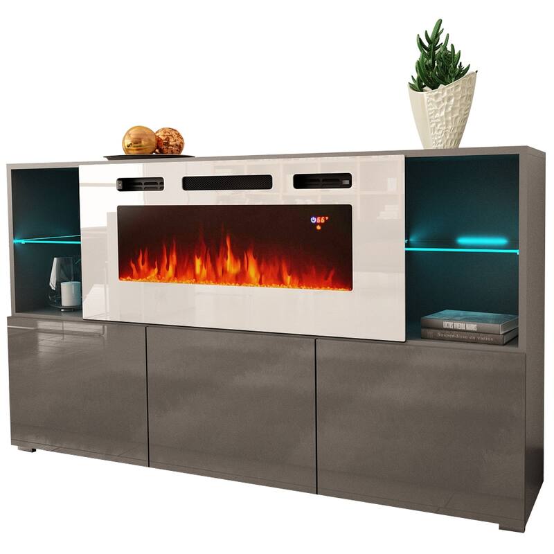 Komi WH03 63-inch Modern Electric Fireplace Sideboard