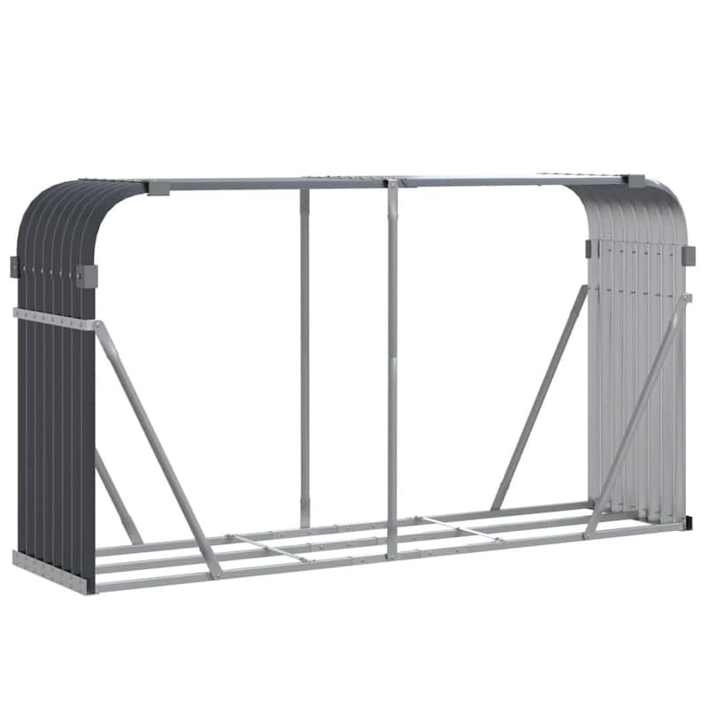 vidaXL Log Holder Outdoor Indoor Storage Firewood Rack Stand Galvanized Steel