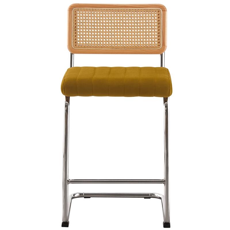 Velvet Upholstered Rattan Counter/Bar Stools, Set of 2/3