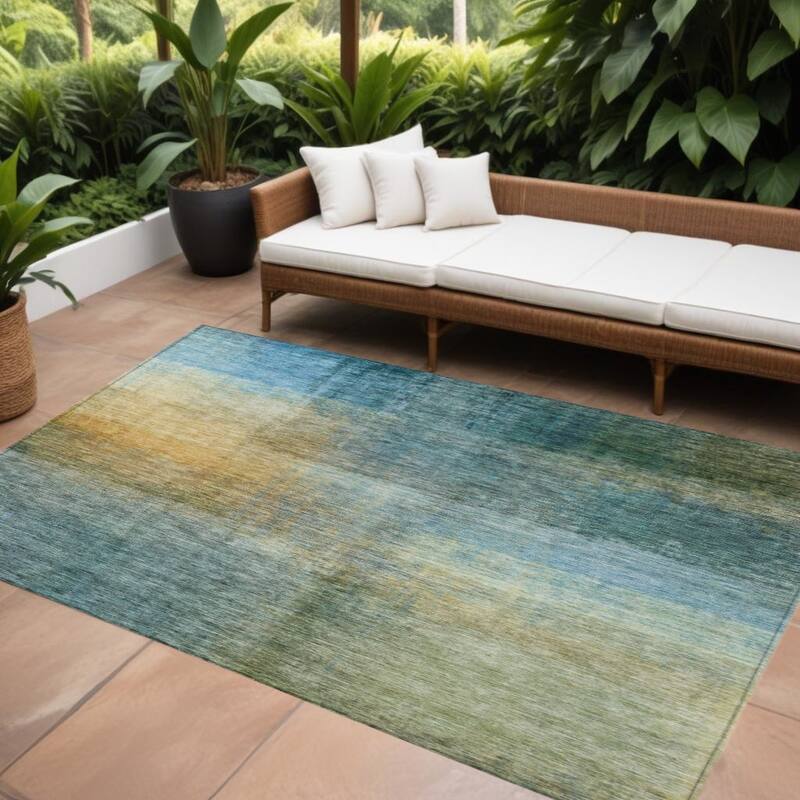 HomeRoots Abstract Transitional Rectangle Outdoor Rug - 9' X 12'