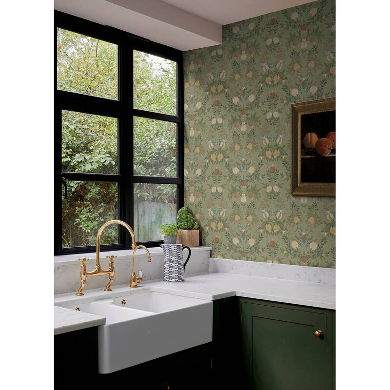 Chris Loves Julia x NuWallpaper Melograno Moss Peel and Stick Wallpaper