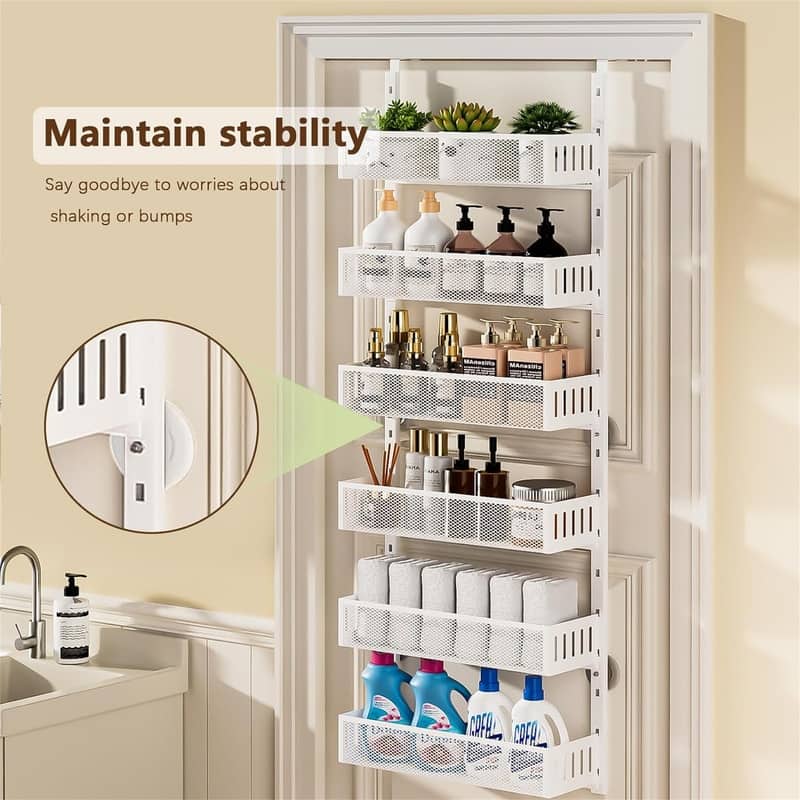 6Tier Over The Door Pantry Organizer with Mesh Baskets Adjustable