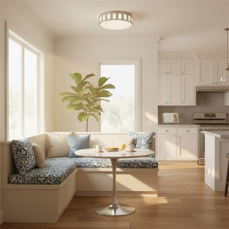 15.15-in Antique Brass LED Flush Mount