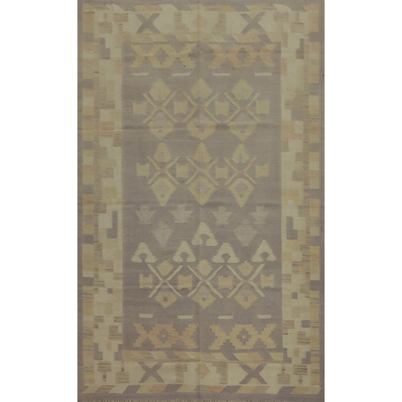 Hand Woven Southwestern Wool Purple Geometric Area Rug - 7' 10'' X 5' 1''