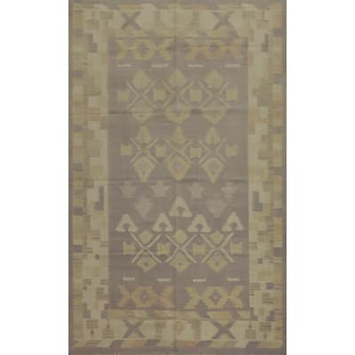 Hand Woven Southwestern Wool Purple Geometric Area Rug - 7' 10'' X 5' 1''