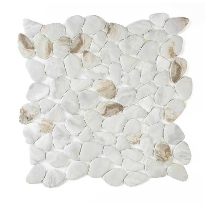 Huron Rock 12x12 Matte Glass Pebble Mosaic Tile - Floor, Wall, Backsplash