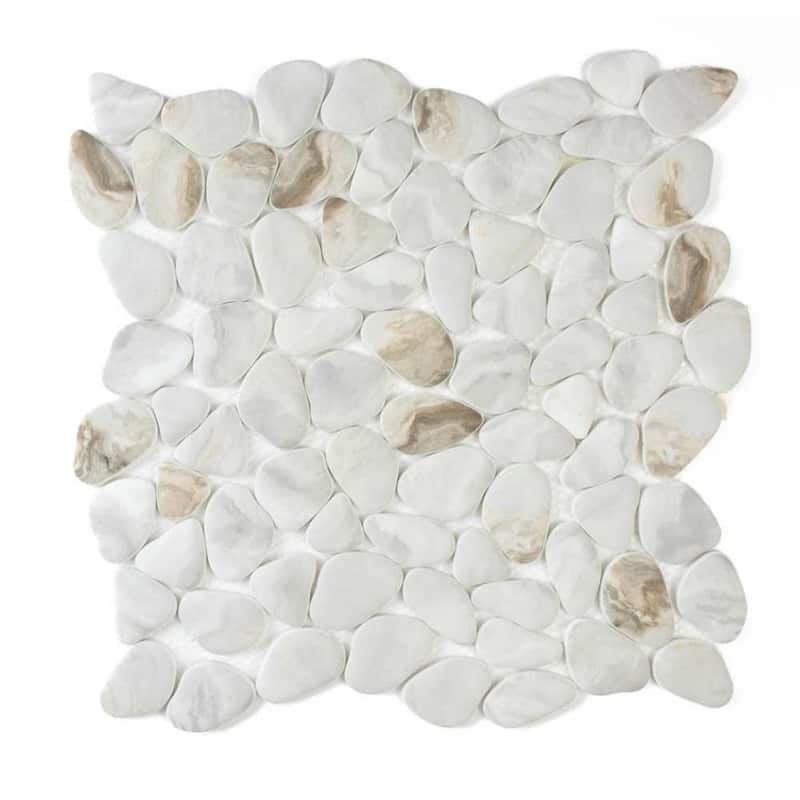 Huron Rock 12x12 Matte Glass Pebble Mosaic Tile - Floor, Wall, Backsplash - 1 Sheet (1 Sq. ft.) - Drift