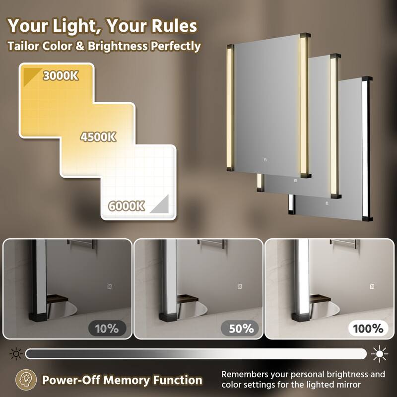 Modland 270° Adjustable LED Bathroom Mirror with Lights Stepless Dimming and Memory Function