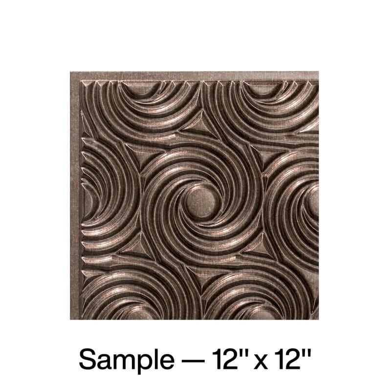 FASÄDE Cyclone Decorative Vinyl 2ft x 2ft Glue Up Ceiling Panel in Gloss White 5 Pack - 12 x 12 Inch Sample - Smoked Pewter