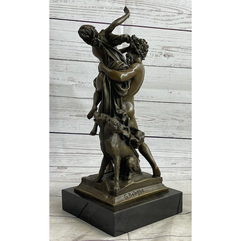 Signed Greek God Pluto Abduction Of Sabine Woman Bronze Mythical Sculpture