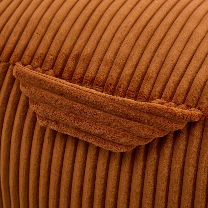 Large Memory Foam Bean Bag Chair for Adults, Corduroy Lounger Sofa with Ottoman