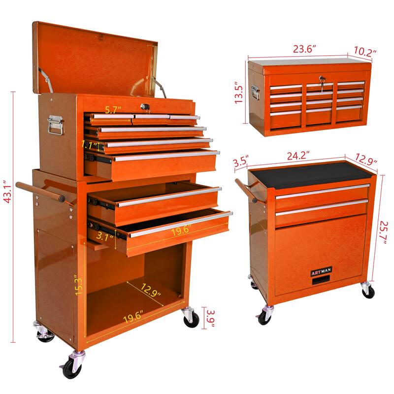 High Capacity Rolling Tool Chest with Wheels and 8 Drawers