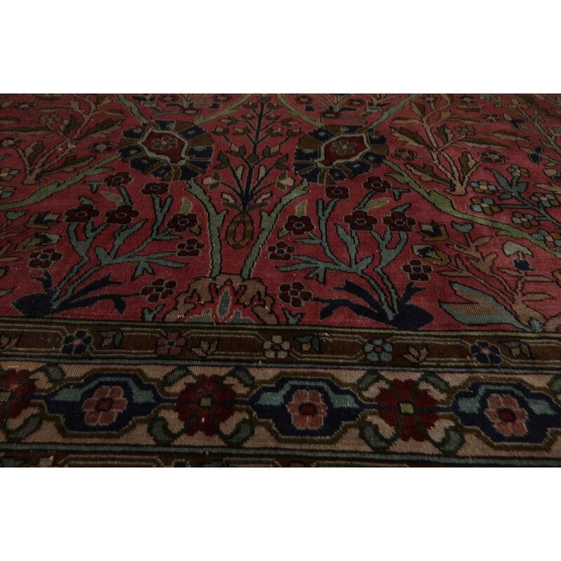 12x17'8'' Hand Knotted Wool Rose 300 KPSI Botanical Antique Sarouk Traditional Rug - 12' x 17' 8''