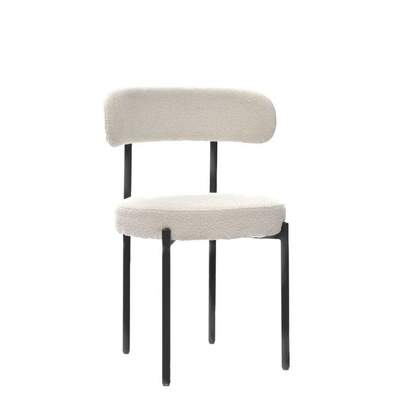 Boucle Dining Chairs Set of 2, Curved Backrest Chair